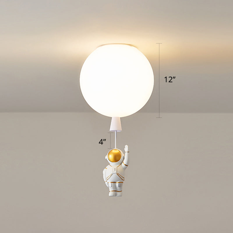 Creative Astronaut Themed Balloon Ceiling Mount Light Silica Gel 1 - Bulb Bedroom Flush White /