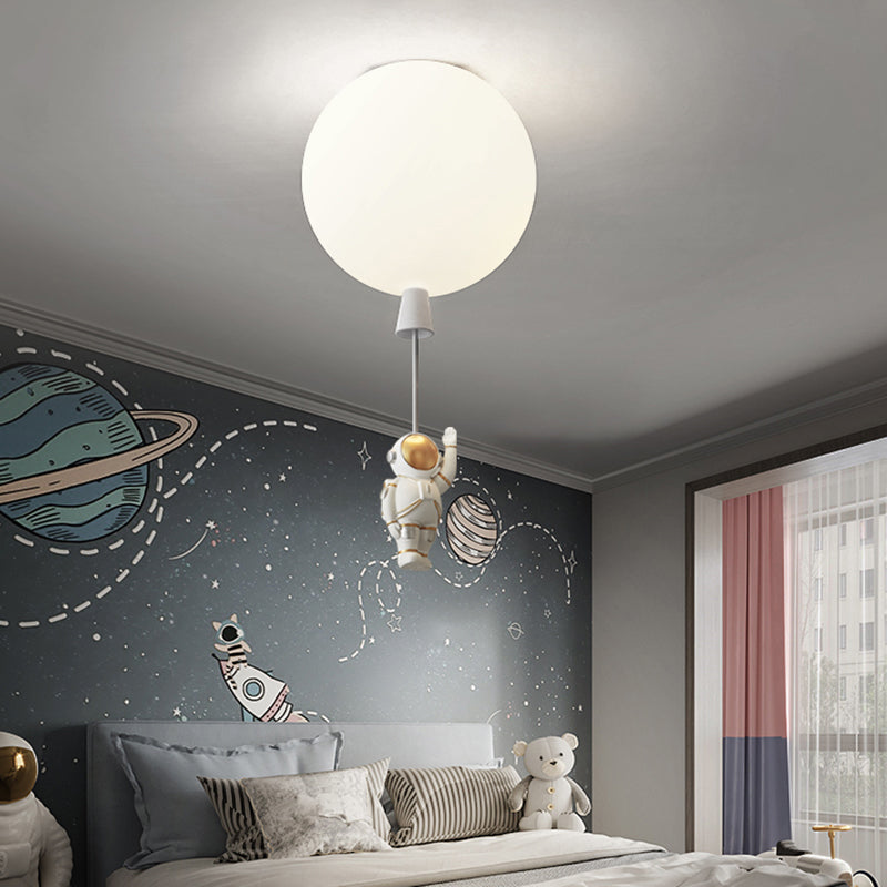 Creative Astronaut Themed Balloon Ceiling Mount Light Silica Gel 1 - Bulb Bedroom Flush