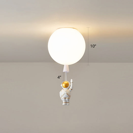 Creative Astronaut Themed Balloon Ceiling Mount Light Silica Gel 1 - Bulb Bedroom Flush White /