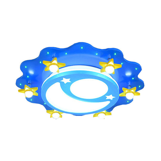 Kids Blue Led Ceiling Light With Acrylic Moon And Star Design