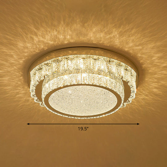 Modern Crystal Led Flush Ceiling Light With Sleek Geometric Design Clear / 19.5’ Round