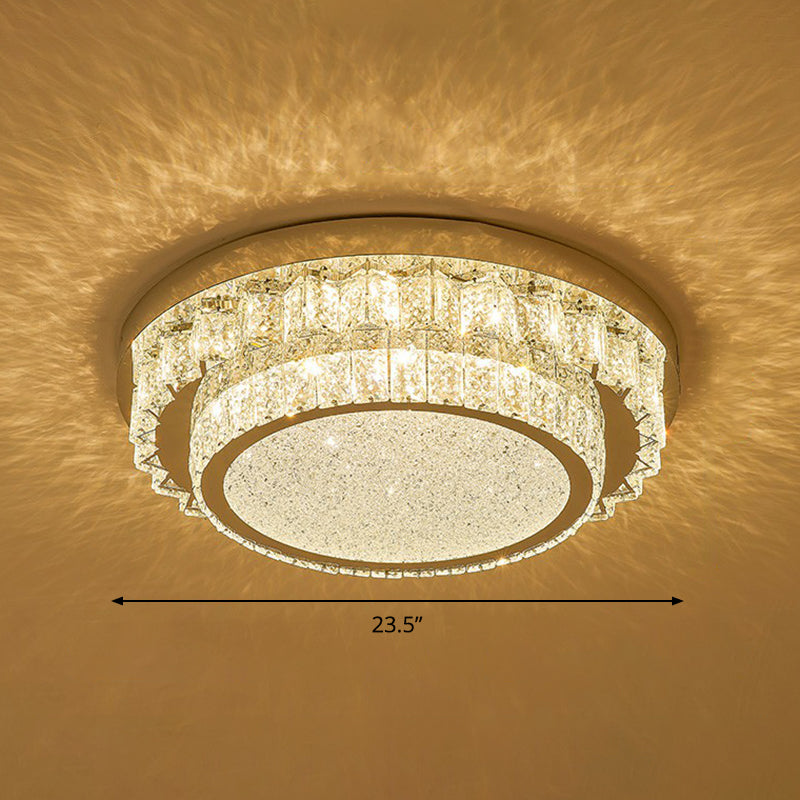 Modern Crystal Led Flush Ceiling Light With Sleek Geometric Design Clear / 23.5’ Round