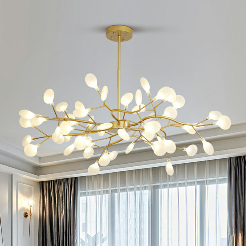 Nordic Gold Led Chandelier: Acrylic Branch Ceiling Lamp For Bedroom