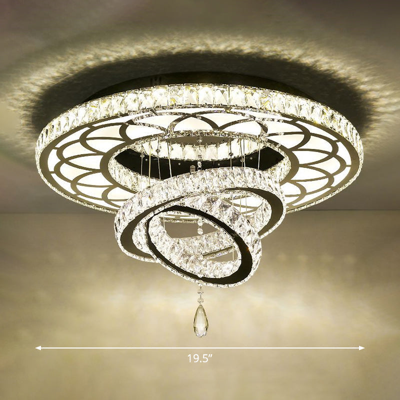 Minimalist Halo Ring Crystal Ceiling Mounted Light For Dining Room Clear / 19.5’ Round
