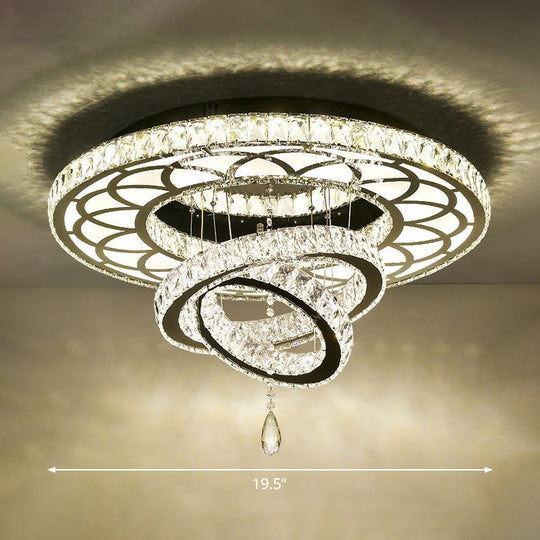 Minimalist Halo Ring Crystal Ceiling Mounted Light For Dining Room Clear / 19.5 Round