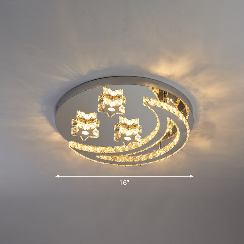 Modern Crystal Stainless Steel Semi Flush Mount Ceiling Light For Bedroom Clear / 16’