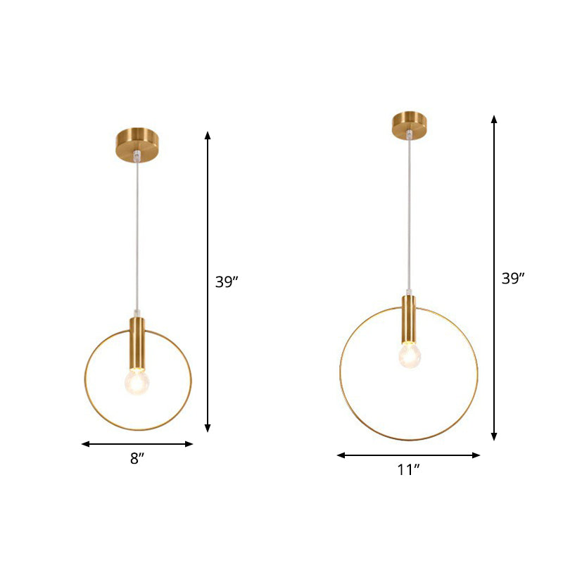 Minimalist Brass Finish Single Bulb Ring Pendulum Light Fixture