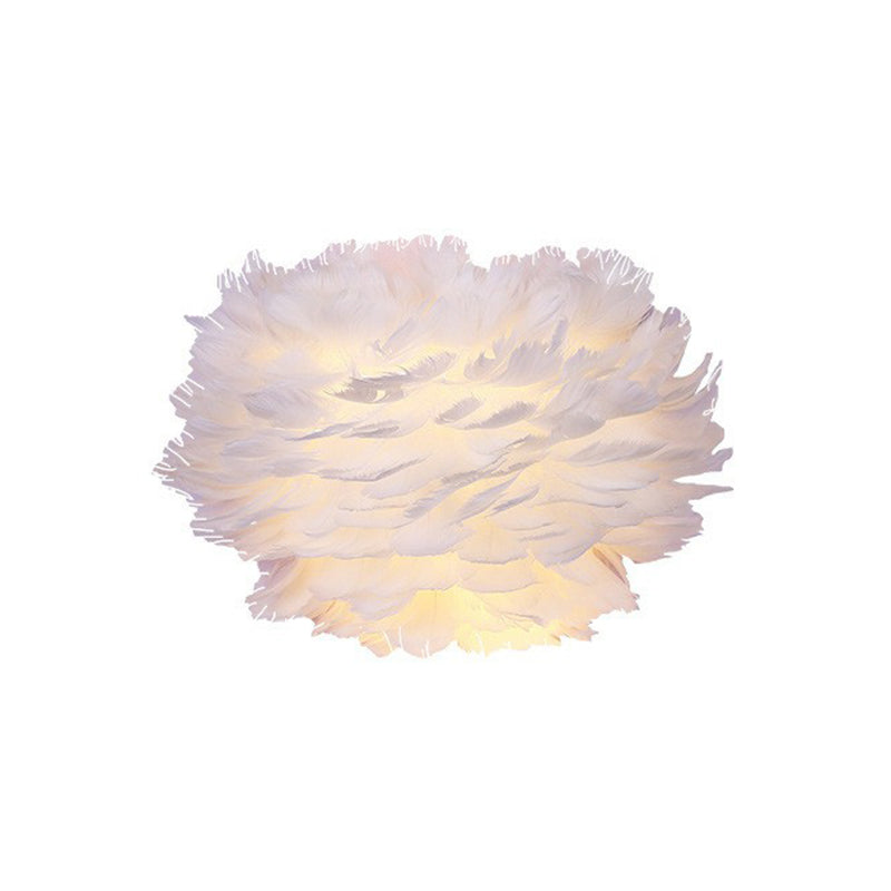Nordic Feather Hemispherical Wall Sconce Lamp - White 1 Bulb Lighting Solution