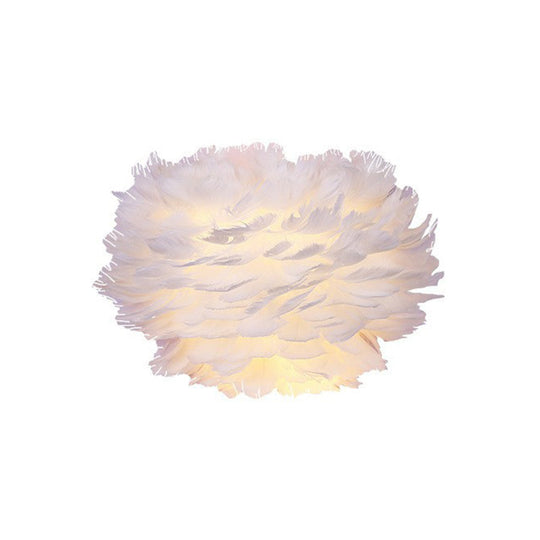 Nordic Feather Hemispherical Wall Sconce Lamp - White 1 Bulb Lighting Solution