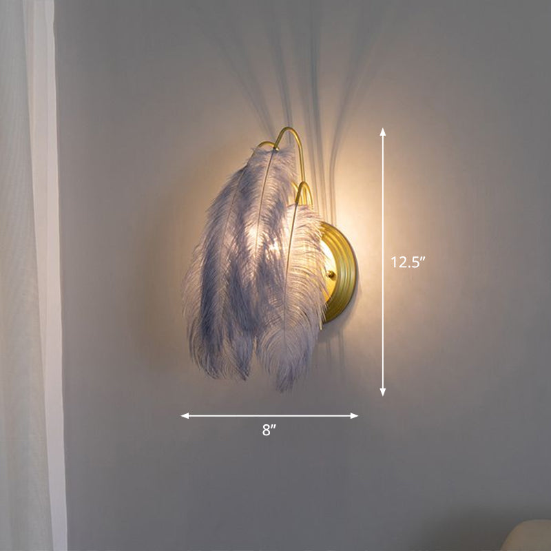 Minimalist Feather Wall Mount Light For Hallway - Small 1-Light Sconce