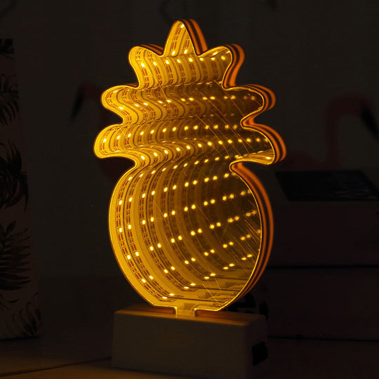 Cartoon Led Neon Sign Nightstand Lamp For Girls Room - Stylish & Portable White / Battery Pineapple