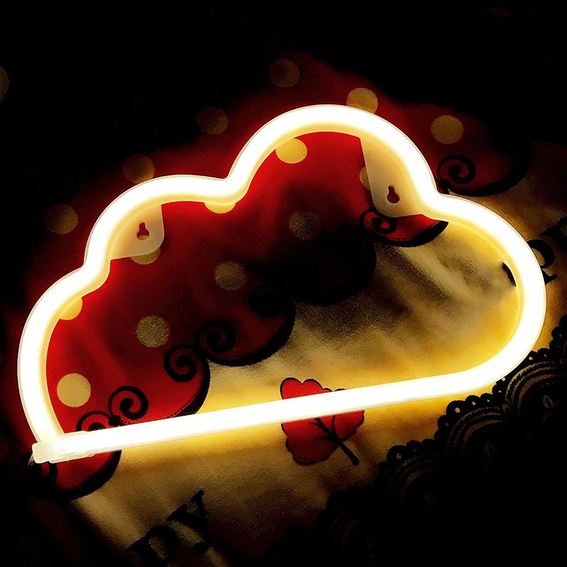 Plastic Cloud Led Night Light With Usb Rechargeable Plug - Childrens White Table Lamp / Warm