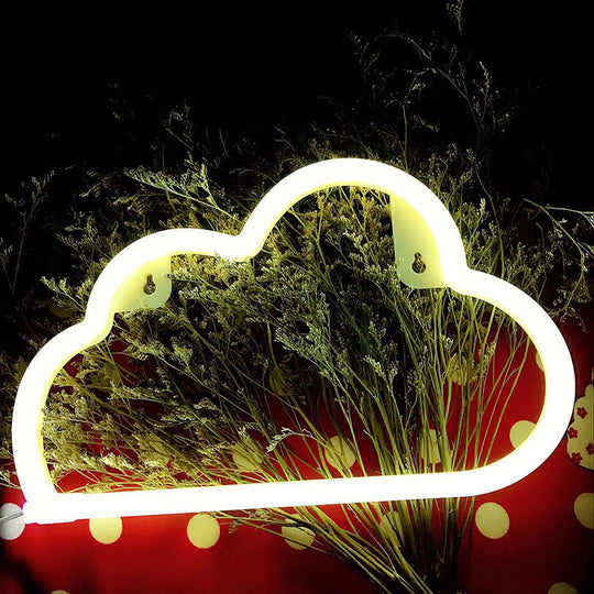 Plastic Cloud Led Night Light With Usb Rechargeable Plug - Childrens White Table Lamp /