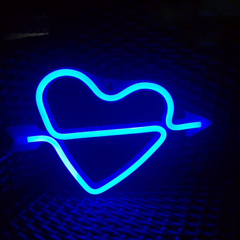 Romantic Led Night Light With White Arrow And Loving Heart Design - Perfect For Girls Room! /