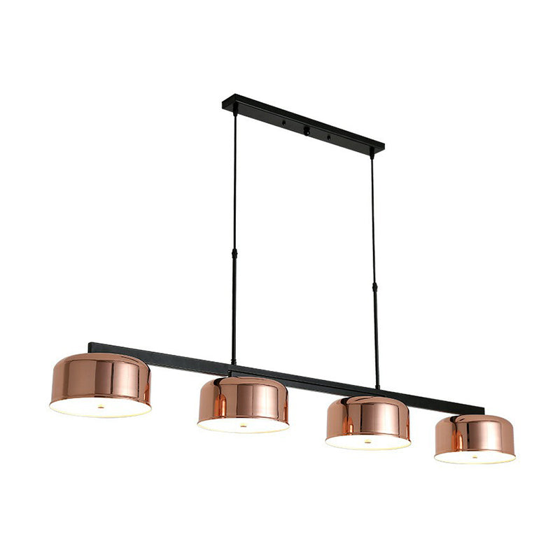Rose Gold Metal 4-Light Pendant Island Fixture For Minimalist Dining Room