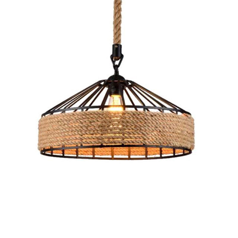 Rustic Brown Pendant Light – Countryside Barn Style Ceiling Lighting For Bistros 1-Light