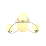 Classic 4-Light Opal Glass Semi-Flush Ceiling Fixture In Black/White For Living Room
