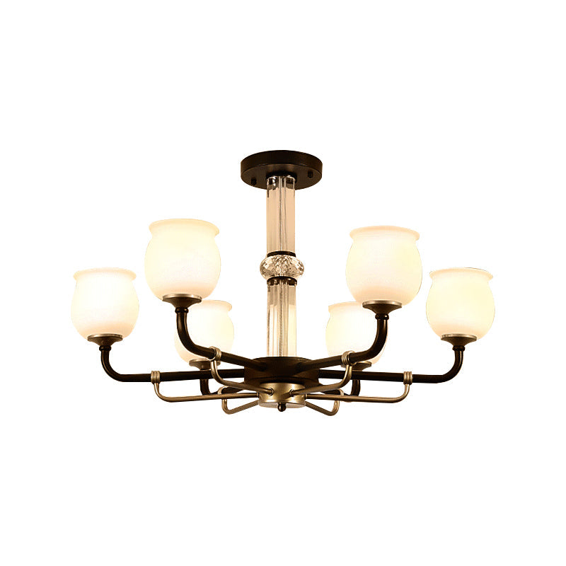 Black Glass Semi Flush Ceiling Light Fixture - Jar Shaped Traditional Design (3/6 Lights) For