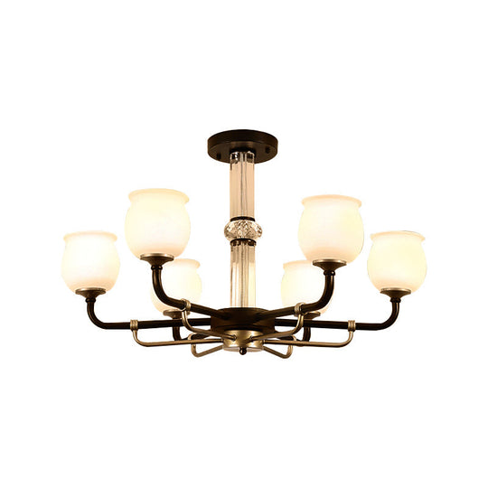 Black Glass Semi Flush Ceiling Light Fixture - Jar Shaped Traditional Design (3/6 Lights) For