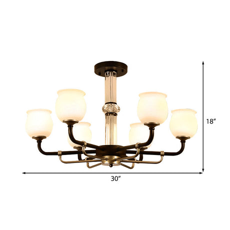 Black Glass Semi Flush Ceiling Light Fixture - Jar Shaped Traditional Design (3/6 Lights) For Living