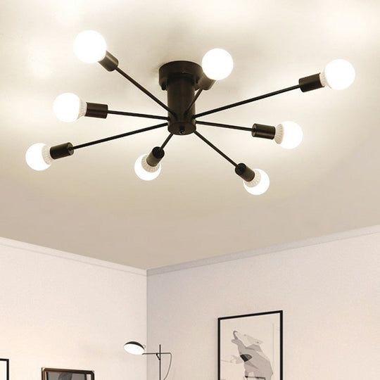 Loft - Style Black Metal Flush Mount Light For Living Room