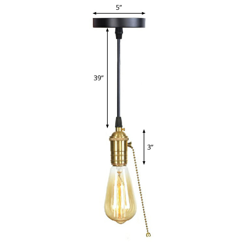 Industrial Single Edison Bulb Pendant Light - Aluminum Socket Black Hanging Lamp For Living Room / M