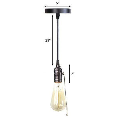 Industrial Single Edison Bulb Pendant Light With Aluminum Socket - Black / K