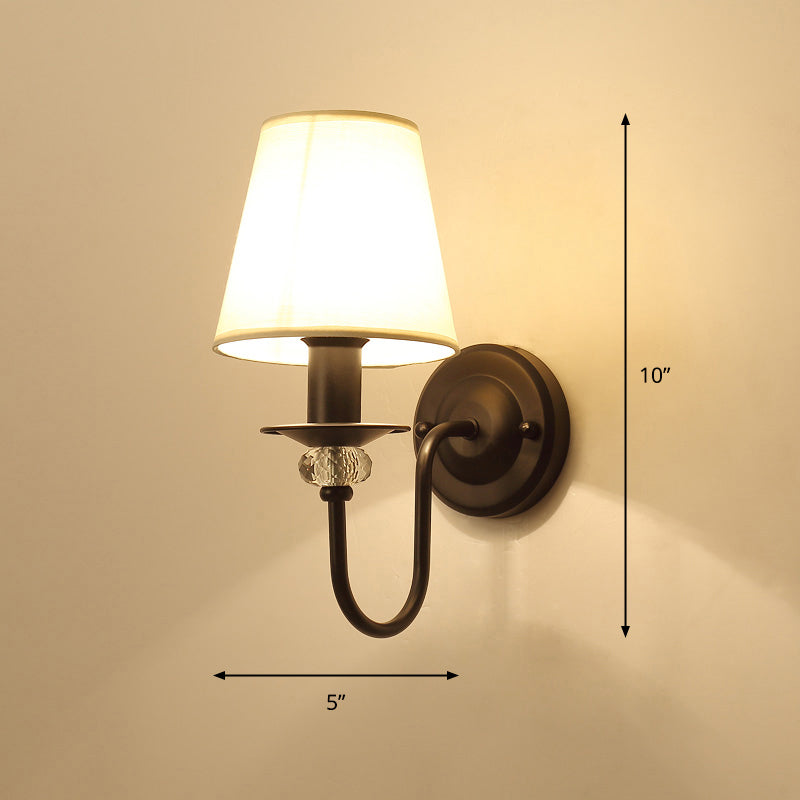 Simplicity Fabric Black Tapered Shade Wall Lamp - Stylish Living Room Lighting