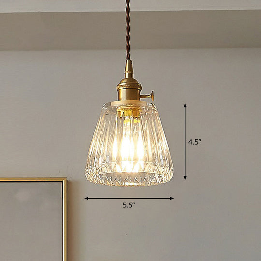 Vintage Clear Glass Hanging Lamp: Modern Tapered Design Ideal For Restaurants - Single-Bulb Pendant