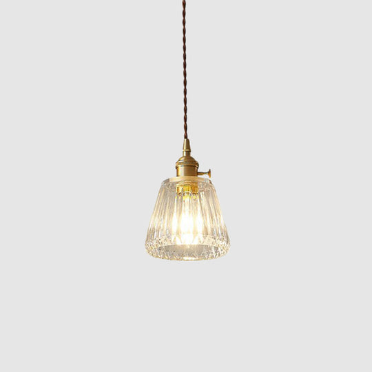 Vintage Clear Glass Hanging Lamp: Modern Tapered Design Ideal For Restaurants - Single-Bulb Pendant