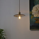 Vintage Single-Bulb Cognac Glass Cone Shade Pendant Lamp For Restaurant Lighting