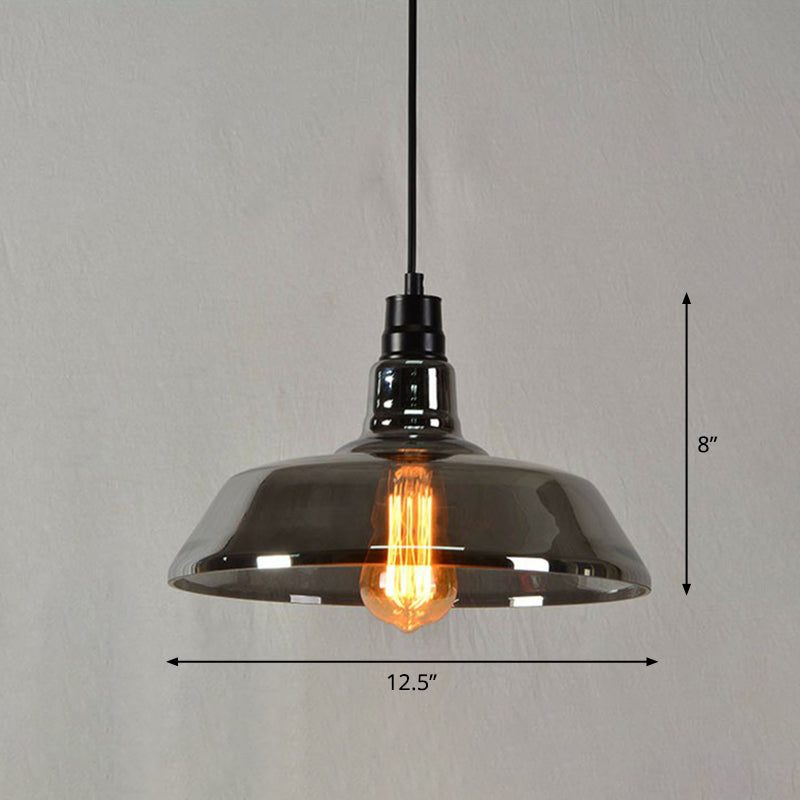 Vintage Glass Pendant Lamp With Single Bulb For Restaurant Lighting