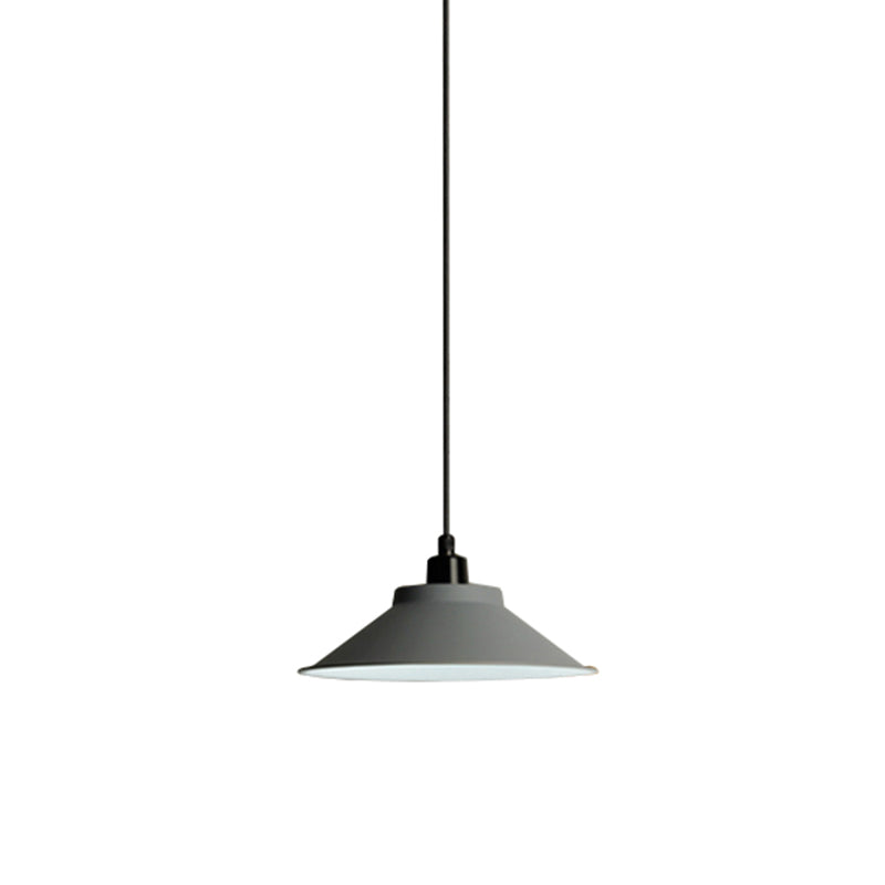 Nordic Metal Hanging Lamp With Grey Saucer Shape For Dining Room Ceiling - 1 Bulb Pendant Light