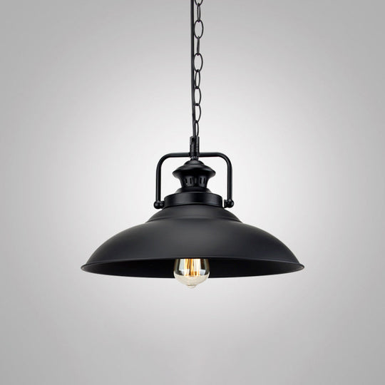 Modern Metal Black Pendant Light With Geometric Shade - Single Bulb Industrial Hanging Fixture / G
