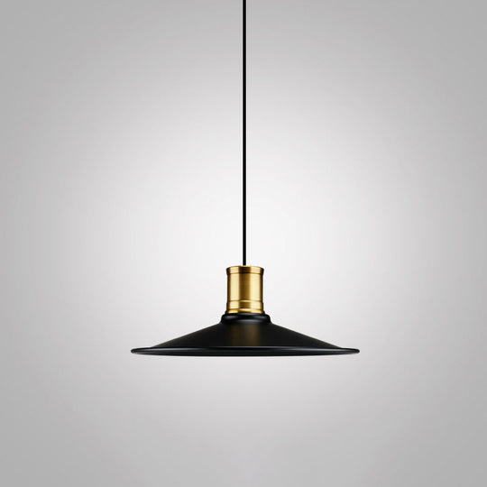 Industrial Geometric Metal Pendant Light With Black Finish And Single Bulb / C