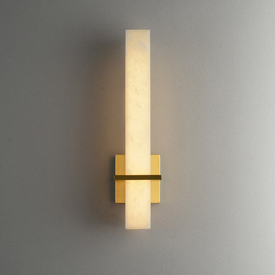 Minimalistic Marble Wall Sconce - White Led Light For Aisle Mounted