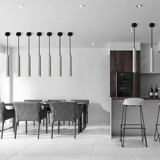Terrazzo Dining Room Pendant Light - Minimalist Tube Led Spotlight For Hanging Ceiling