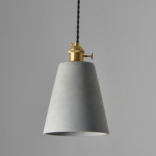 Nordic Grey Horn Shaped Ceiling Pendant Light With Cement Shade
