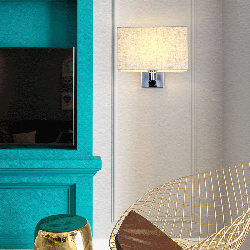 Flaxen Rectangular Shade Wall Lamp - Simple Style For Living Room Lighting