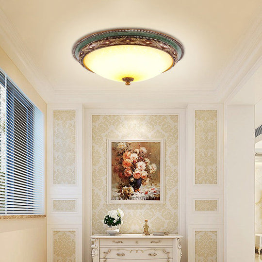 Green Flower Flush Mount Led Ceiling Light - Traditional Resin Design Warm/White 16/19.5/13.5 For