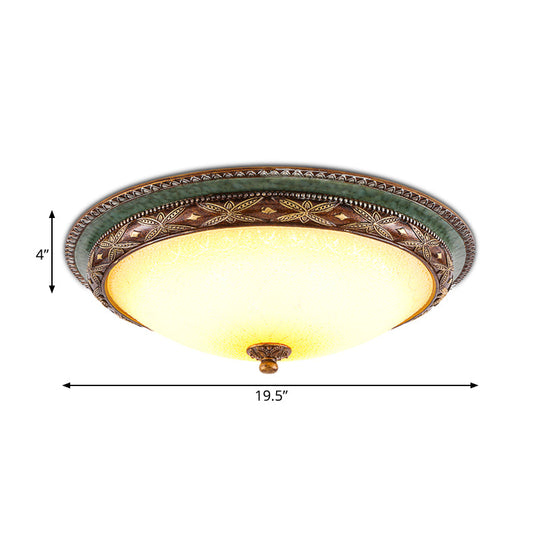 Green Flower Flush Mount Led Ceiling Light - Traditional Resin Design Warm/White 16/19.5/13.5 For