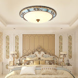 Blue Led Flushmount Lighting Traditional Resin Flower Ceiling Light For Corridor - 16/19.5/13.5