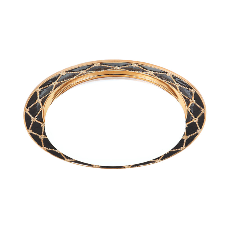 Resin Flush Mount Led Light Fixture - Traditional Black/Red/Apricot Bowl Living Room Lighting