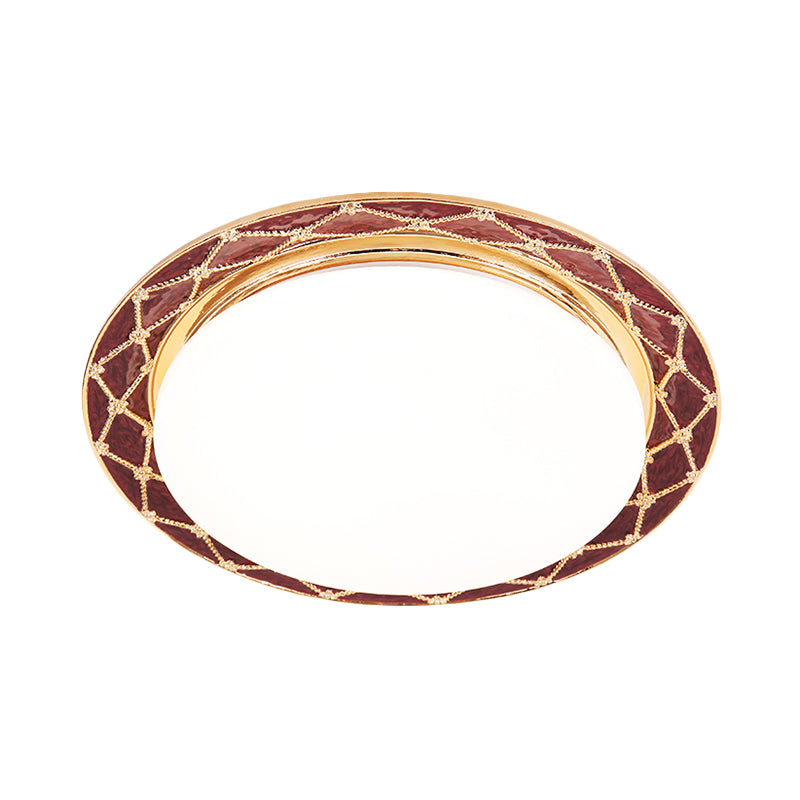 Resin Flush Mount Led Light Fixture - Traditional Black/Red/Apricot Bowl Living Room Lighting