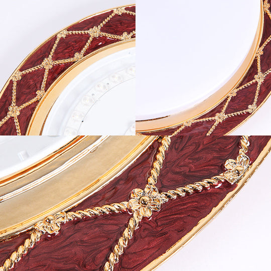 Resin Flush Mount Led Light Fixture - Traditional Black/Red/Apricot Bowl Living Room Lighting