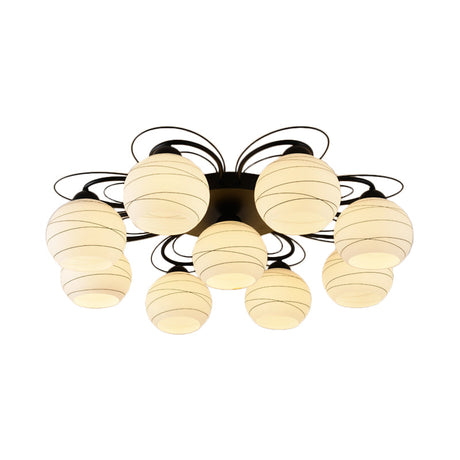 Traditional White Glass Flush Mount Ceiling Light - 3/6/9 Orb Lights For Living Room