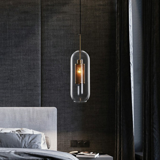 1-Light Clear Glass Shade Pendant - Simple And Stylish Hanging Light Fixture For Restaurants