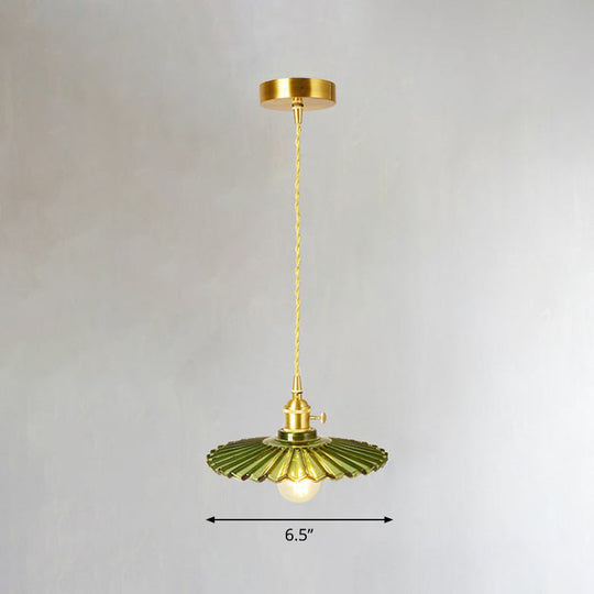 Vintage-Style Brass Pendant Lamp With Glass Shade For Dining Room Lighting / A