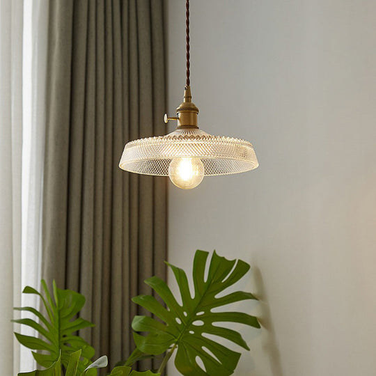 Retro Style Clear Glass Pendant Light For Restaurants With Single Head Suspension