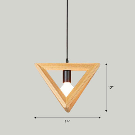 Geometric Wooden Cage Pendant Lamp - Minimalist Single Ceiling Light For Restaurants Wood / C
